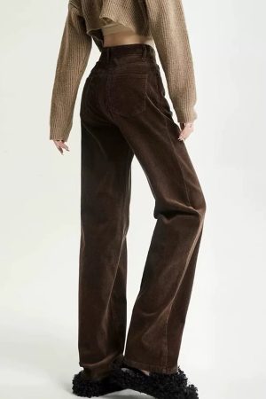 Cute Everyday Outfits, Outfit Inspo Casual Brown High-Rise Retro Cord Pants
