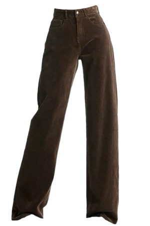 Cute Everyday Outfits, Outfit Inspo Casual Brown High-Rise Retro Cord Pants