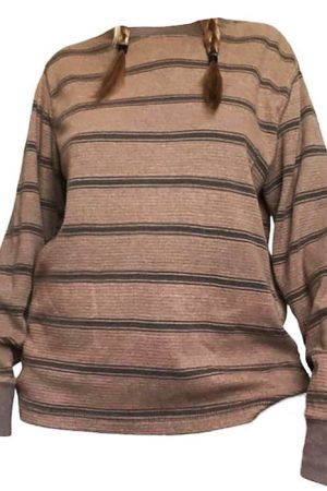 Cute Everyday Outfits, Outfit Inspo Casual Brown Striped Longsleeve Top