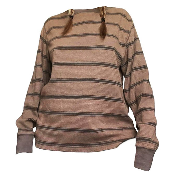Cute Everyday Outfits, Outfit Inspo Casual Brown Striped Longsleeve Top