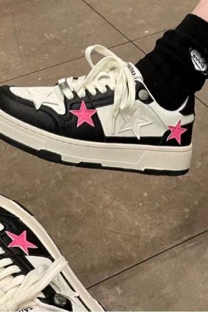 Cute Everyday Outfits, Outfit Inspo Casual Bubblegum Pink Star Sneakers in Black