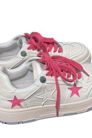 Cute Everyday Outfits, Outfit Inspo Casual Bubblegum Pink Star Sneakers in White