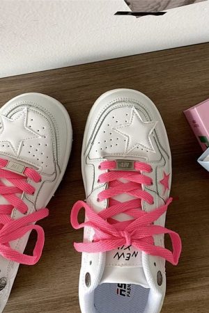 Cute Everyday Outfits, Outfit Inspo Casual Bubblegum Pink Star Sneakers in White
