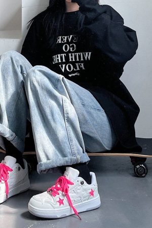 Cute Everyday Outfits, Outfit Inspo Casual Bubblegum Pink Star Sneakers in White