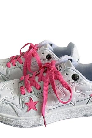 Cute Everyday Outfits, Outfit Inspo Casual Bubblegum Pink Star Sneakers in White