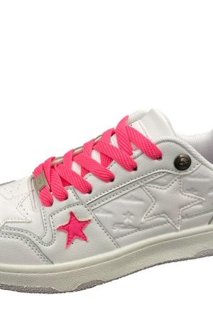 Cute Everyday Outfits, Outfit Inspo Casual Bubblegum Pink Star Sneakers in White