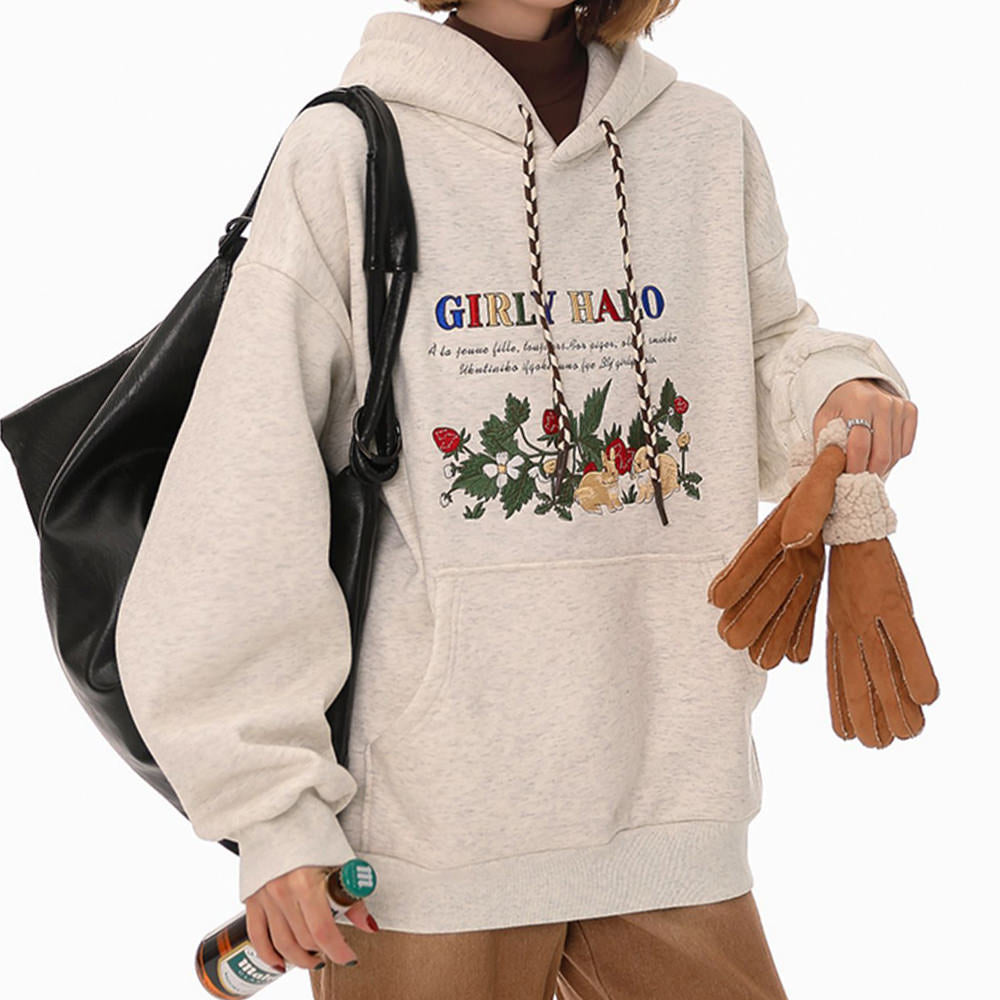 Cute Everyday Outfits, Outfit Inspo Casual Bunny Embroidery Cottagecore Hoodie Cute Everyday Outfits, Outfit Inspo Casual Bunny Embroidery Cottagecore Hoodie