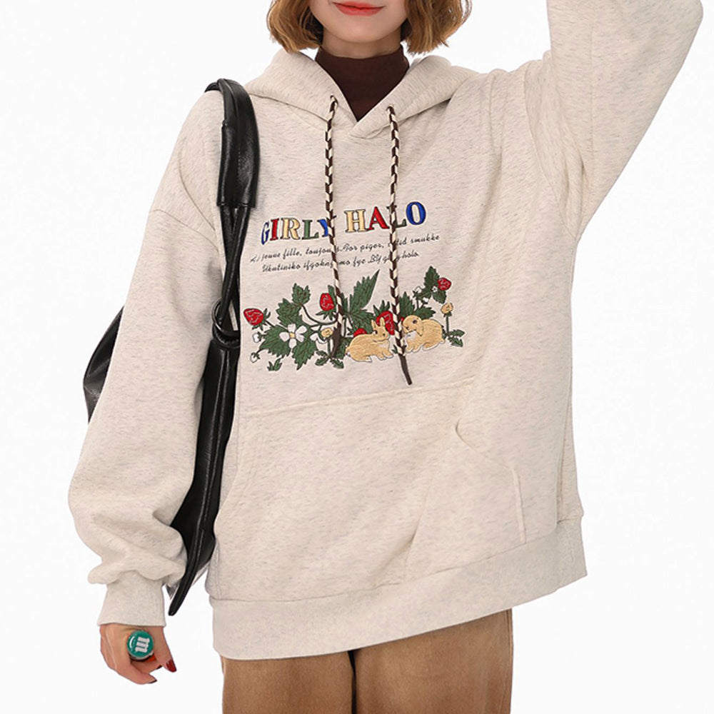 Cute Everyday Outfits, Outfit Inspo Casual Bunny Embroidery Cottagecore Hoodie Cute Everyday Outfits, Outfit Inspo Casual Bunny Embroidery Cottagecore Hoodie
