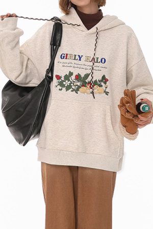 Cute Everyday Outfits, Outfit Inspo Casual Bunny Embroidery Cottagecore Hoodie