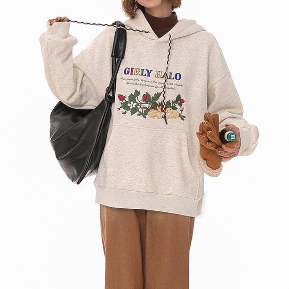 Cute Everyday Outfits, Outfit Inspo Casual Bunny Embroidery Cottagecore Hoodie Cute Everyday Outfits, Outfit Inspo Casual Bunny Embroidery Cottagecore Hoodie