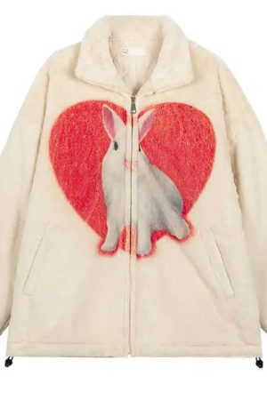 Cute Everyday Outfits, Outfit Inspo Casual Bunny & Heart Fleece Jacket