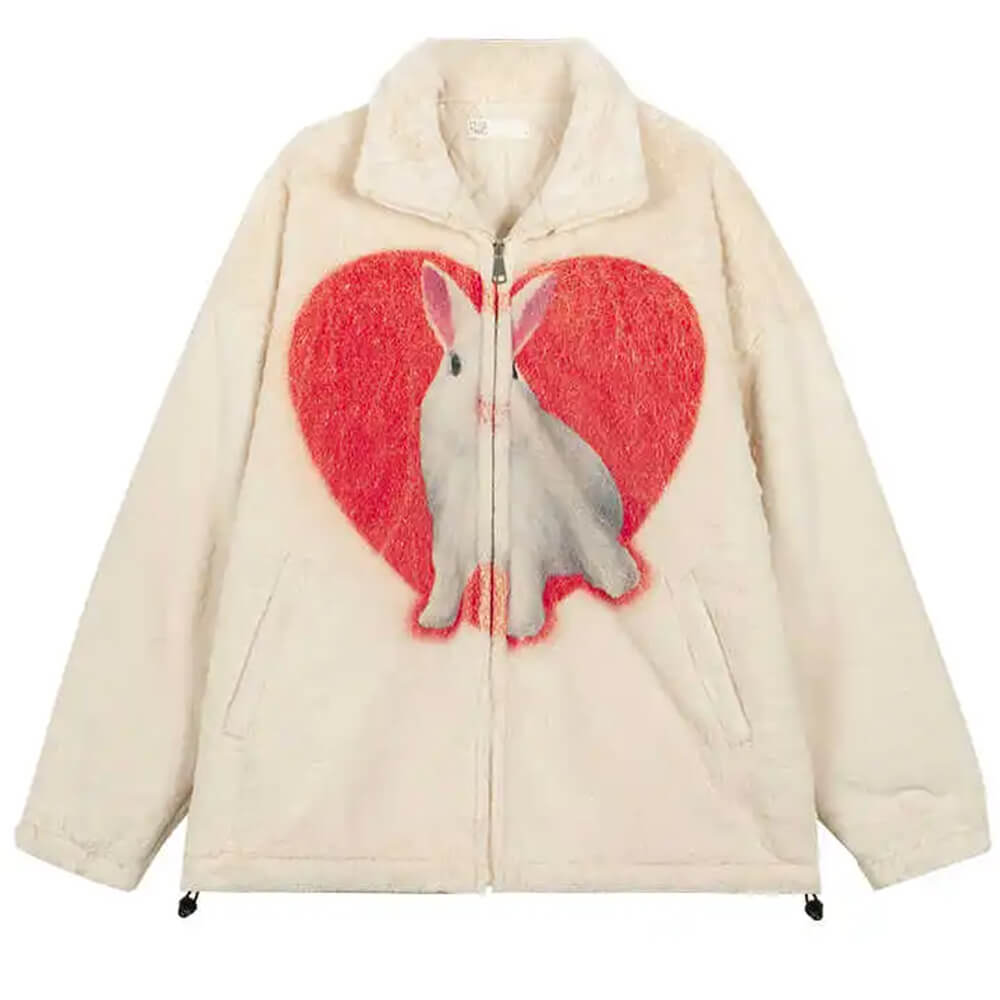 Cute Everyday Outfits, Outfit Inspo Casual Bunny & Heart Fleece Jacket