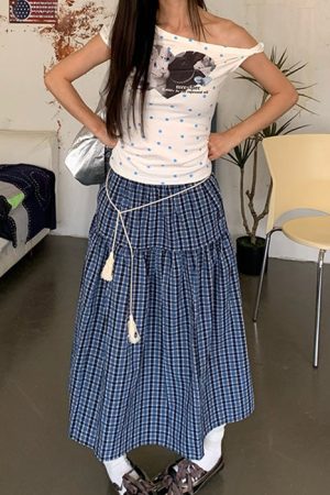 Cute Everyday Outfits, Outfit Inspo Casual Bunny Polka Dot One-Shoulder Top