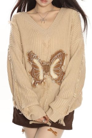 Cute Everyday Outfits, Outfit Inspo Casual Butterfly Aesthetic Distressed Sweater