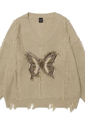 Cute Everyday Outfits, Outfit Inspo Casual Butterfly Aesthetic Distressed Sweater