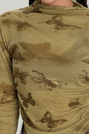 Cute Everyday Outfits, Outfit Inspo Casual Butterfly Aesthetic Long Sleeve Top