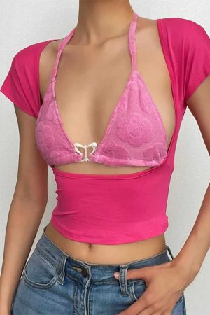 Cute Everyday Outfits, Outfit Inspo Casual Butterfly Bikini Top with Short Sleeve Tee