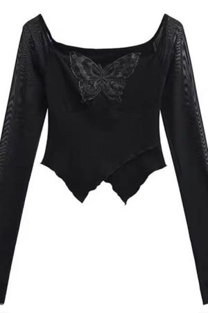Cute Everyday Outfits, Outfit Inspo Casual Butterfly Cut Out Long Sleeve Top