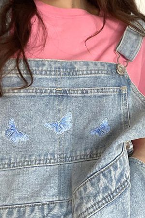 Cute Everyday Outfits, Outfit Inspo Casual Butterfly Denim Dungaree Shorts