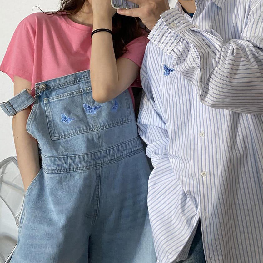 Cute Everyday Outfits, Outfit Inspo Casual Butterfly Denim Dungaree Shorts Cute Everyday Outfits, Outfit Inspo Casual Butterfly Denim Dungaree Shorts