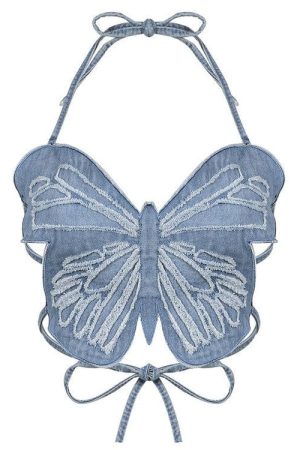 Cute Everyday Outfits, Outfit Inspo Casual Butterfly Denim Top