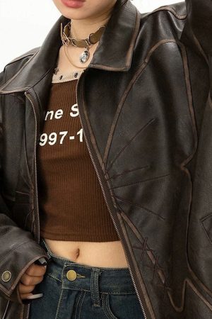 Cute Everyday Outfits, Outfit Inspo Casual Butterfly Distressed Leather Jacket