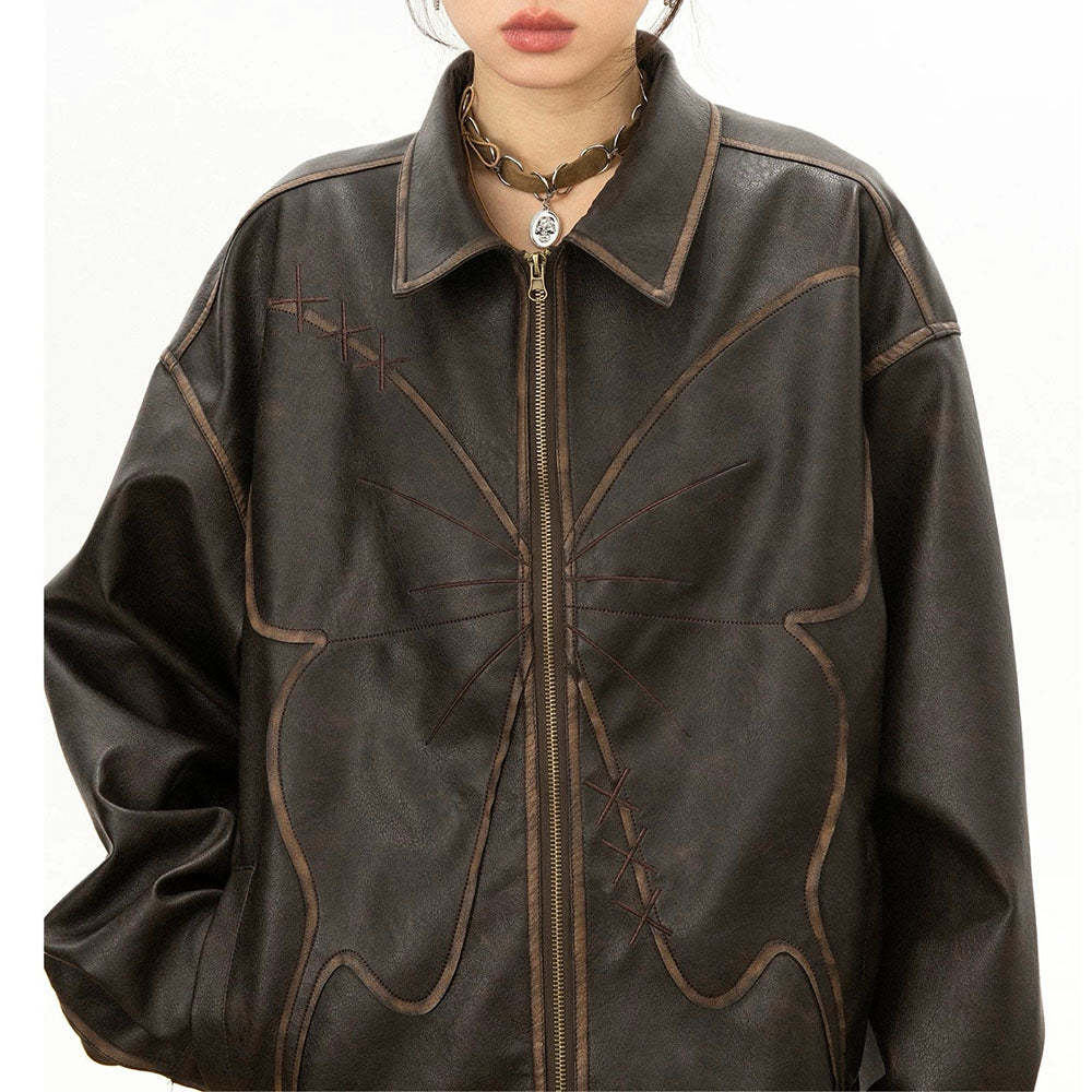 Cute Everyday Outfits, Outfit Inspo Casual Butterfly Distressed Leather Jacket Cute Everyday Outfits, Outfit Inspo Casual Butterfly Distressed Leather Jacket