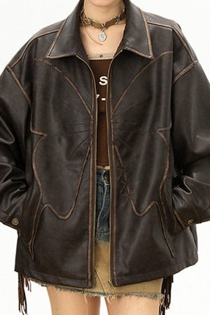 Cute Everyday Outfits, Outfit Inspo Casual Butterfly Distressed Leather Jacket