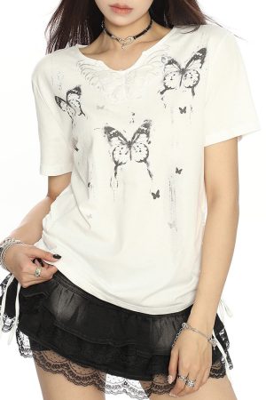 Cute Everyday Outfits, Outfit Inspo Casual Butterfly Graphic T-Shirt