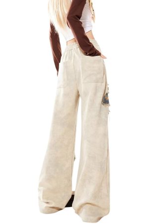 Cute Everyday Outfits, Outfit Inspo Casual Butterfly Patch Wide-Leg Pants