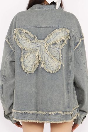 Cute Everyday Outfits, Outfit Inspo Casual Butterfly Patch Y2K Denim Jacket