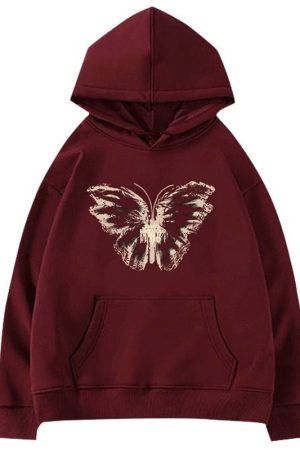 Cute Everyday Outfits, Outfit Inspo Casual Butterfly Print Aesthetic Hoodie