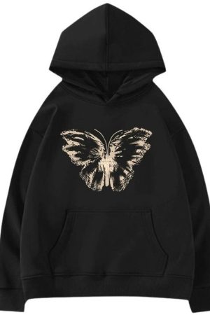 Cute Everyday Outfits, Outfit Inspo Casual Butterfly Print Aesthetic Hoodie