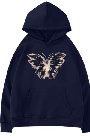 Cute Everyday Outfits, Outfit Inspo Casual Butterfly Print Aesthetic Hoodie