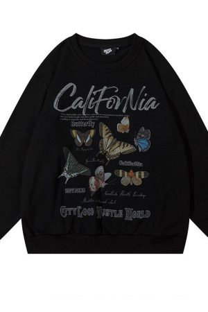 Cute Everyday Outfits, Outfit Inspo Casual Butterfly Print Aesthetic Sweatshirt