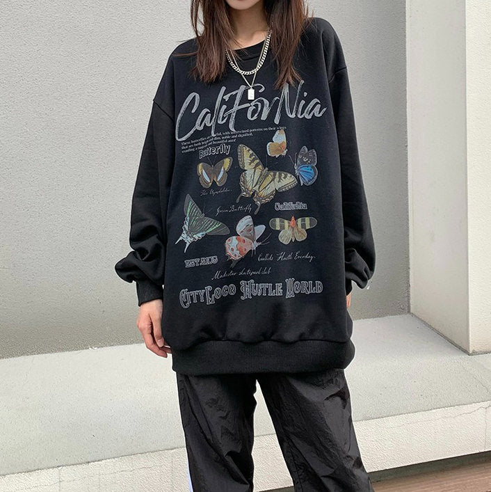 Cute Everyday Outfits, Outfit Inspo Casual Butterfly Print Aesthetic Sweatshirt Cute Everyday Outfits, Outfit Inspo Casual Butterfly Print Aesthetic Sweatshirt