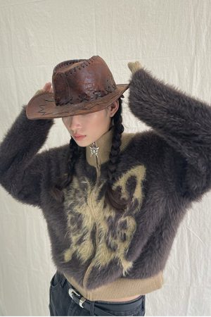 Cute Everyday Outfits, Outfit Inspo Casual Butterfly Print Fuzzy Bomber