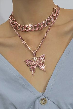 Cute Everyday Outfits, Outfit Inspo Casual Butterfly Rhinestone Layered Necklace