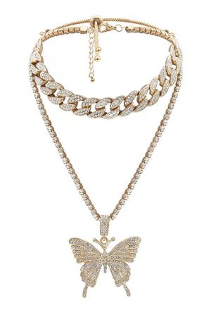 Cute Everyday Outfits, Outfit Inspo Casual Butterfly Rhinestone Layered Necklace