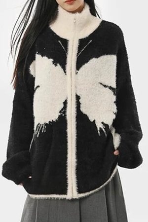 Cute Everyday Outfits, Outfit Inspo Casual Butterfly Zip-Up Jacket