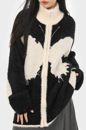 Cute Everyday Outfits, Outfit Inspo Casual Butterfly Zip-Up Jacket