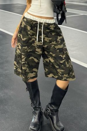 Cute Everyday Outfits, Outfit Inspo Casual Camouflage Bow Side Cargo Shorts