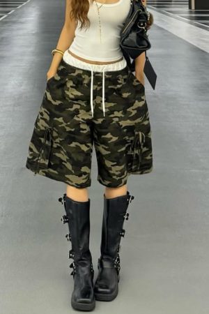 Cute Everyday Outfits, Outfit Inspo Casual Camouflage Bow Side Cargo Shorts