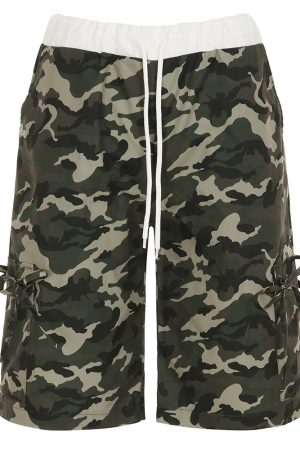 Cute Everyday Outfits, Outfit Inspo Casual Camouflage Bow Side Cargo Shorts