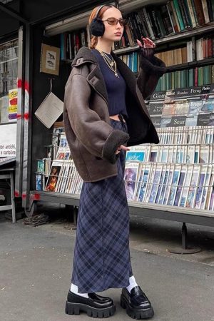 Cute Everyday Outfits, Outfit Inspo Casual Campus Secrets Plaid Maxi Skirt