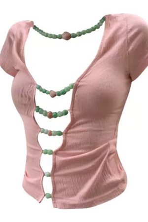 Cute Everyday Outfits, Outfit Inspo Casual Candy Beads Split Top