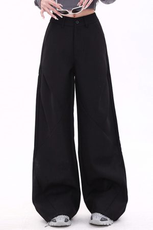 Cute Everyday Outfits, Outfit Inspo Casual Casual Friday Wide-Leg Black Pants