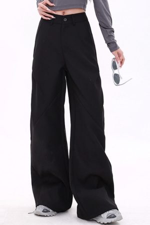 Cute Everyday Outfits, Outfit Inspo Casual Casual Friday Wide-Leg Black Pants