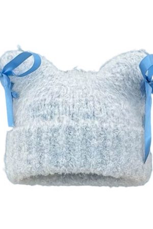 Cute Everyday Outfits, Outfit Inspo Casual Cat Ear Beanie with Bows