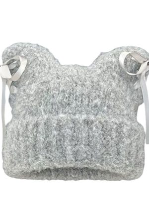 Cute Everyday Outfits, Outfit Inspo Casual Cat Ear Beanie with Bows